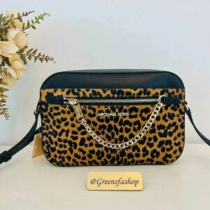 Michael kors purse jet set EW chain crossbody bag leopard